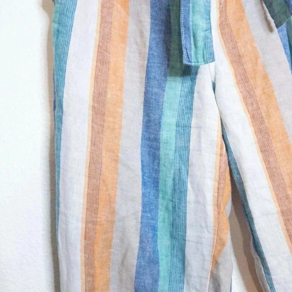 New York Company Soho Street Womens Linen‎ Blend Coastal Striped Pants Sz XS